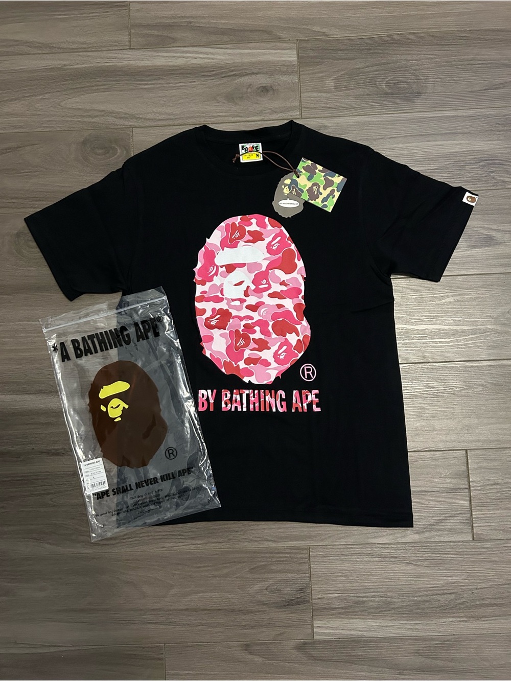 BAPE ABC Camo Ape Head Black T-Shirt – Pink Camo